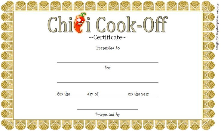 Chili Cook-Off Certificate Template Free 3 | Certificate Templates throughout Chili Cook Off Award Certificate Template Free