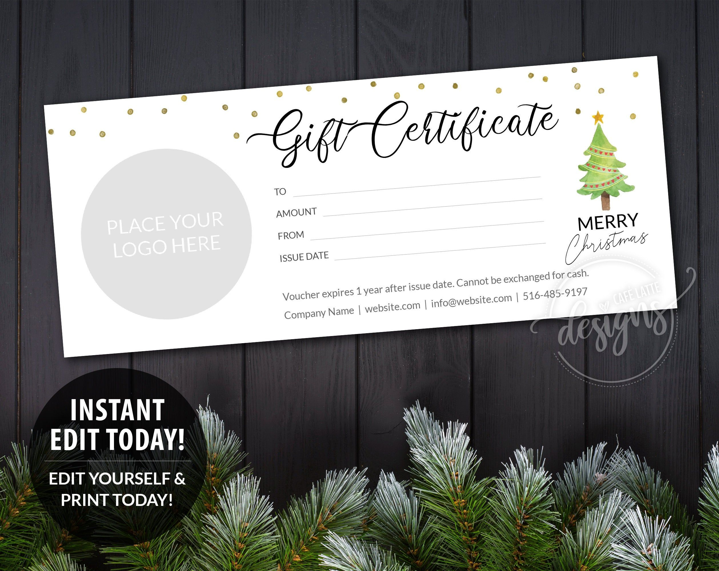 Christmas Gift Certificate Printable Editable Template | Etsy with regard to Homemade Christmas Gift Certificates Templates