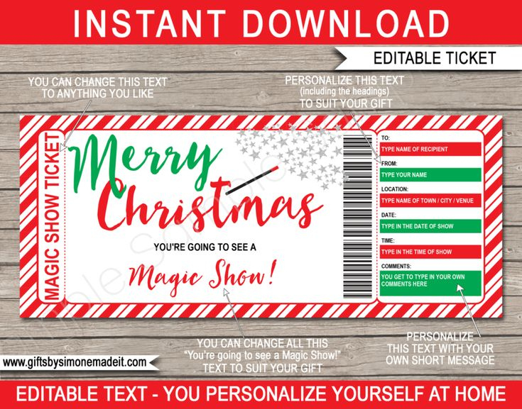 Christmas Magic Show Ticket Gift Voucher | Diy Printable Template regarding Free Homemade Christmas Gift Certificates Templates