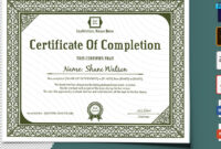 Completion Certificate Template #105483 inside Certification Of Completion Template
