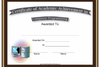 Computer Programming Academic Achievement Certificate Template Download for Academic Achievement Certificate Template