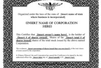 Corporation Stock Certificate Template Sample – Withcatalonia intended for Corporate Share Certificate Template