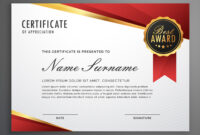 Creative Certificate Of Appreciation Award Template In Red And G throughout Fantastic Winner Certificate Template