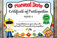Cub Scout Pinewood Derby Certificate Of Participation Award | Etsy with regard to Pinewood Derby Certificate Template
