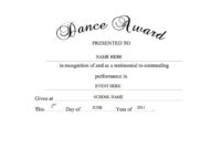 Dance Certificate Templates Free Download with regard to Dance Award Certificate Templates