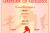 Dance Excellence Certificate Printable Certificate within New Dance Award Certificate Template