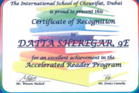 Datta Sheregar with Fascinating Accelerated Reader Certificate Templates