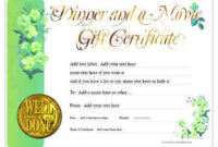 Dinner And A Movie Gift Certificate Templates throughout Dinner Certificate Template Free