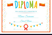 Diploma Template For Kids Inside Preschool Graduation Certificate throughout Fascinating Preschool Graduation Certificate Template Free