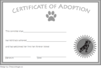Dog Adoption Certificate 2020 Free Printable (Version 2) In 2021 | Dog with Dog Adoption Certificate Editable Templates