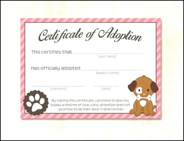 Dog Adoption Certificate Template - Sample Templates within Pet Adoption Certificate Editable Templates