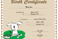 Dog Birth Certificate Printable Certificate inside New Dog Birth Certificate Template Editable