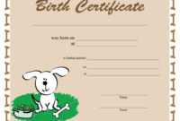 Dog Birth Certificate Template Download Printable Pdf | Templateroller with regard to Puppy Birth Certificate Template