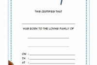 Dog Birth Certificates Templates Awesome Pet Birth Certificate intended for Dog Adoption Certificate Free Printable 7 Ideas