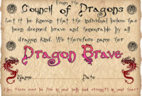 Dragon Bravery Certificate (Girl) | Rooftop Post Printables with Bravery Award Certificate Templates