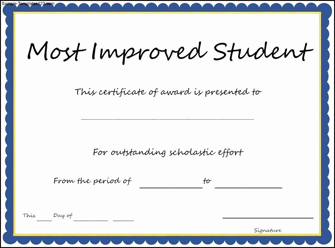 √ 20 Most Improved Student Certificate ™ | Dannybarrantes Template with Awesome Outstanding Student Leadership Certificate Template Free