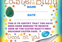 Easter Bilby Certificate Of Good Behaviour | Rooftop Post Printables throughout Good Behaviour Certificate Editable Templates