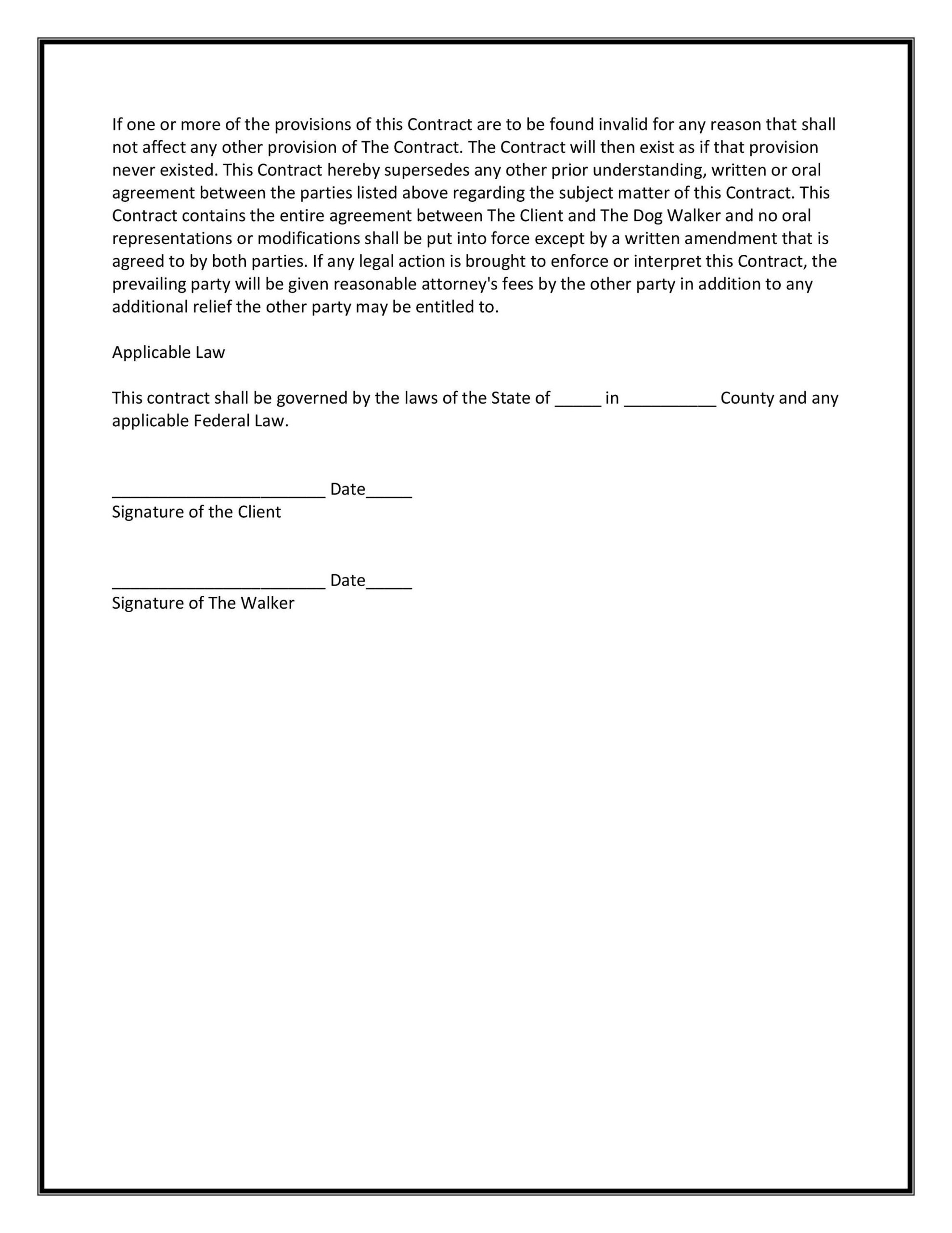 Easy To Edit Dog Walking Contract / Microsoft Word / Dog | Etsy regarding Awesome Dog Walker Contract Template