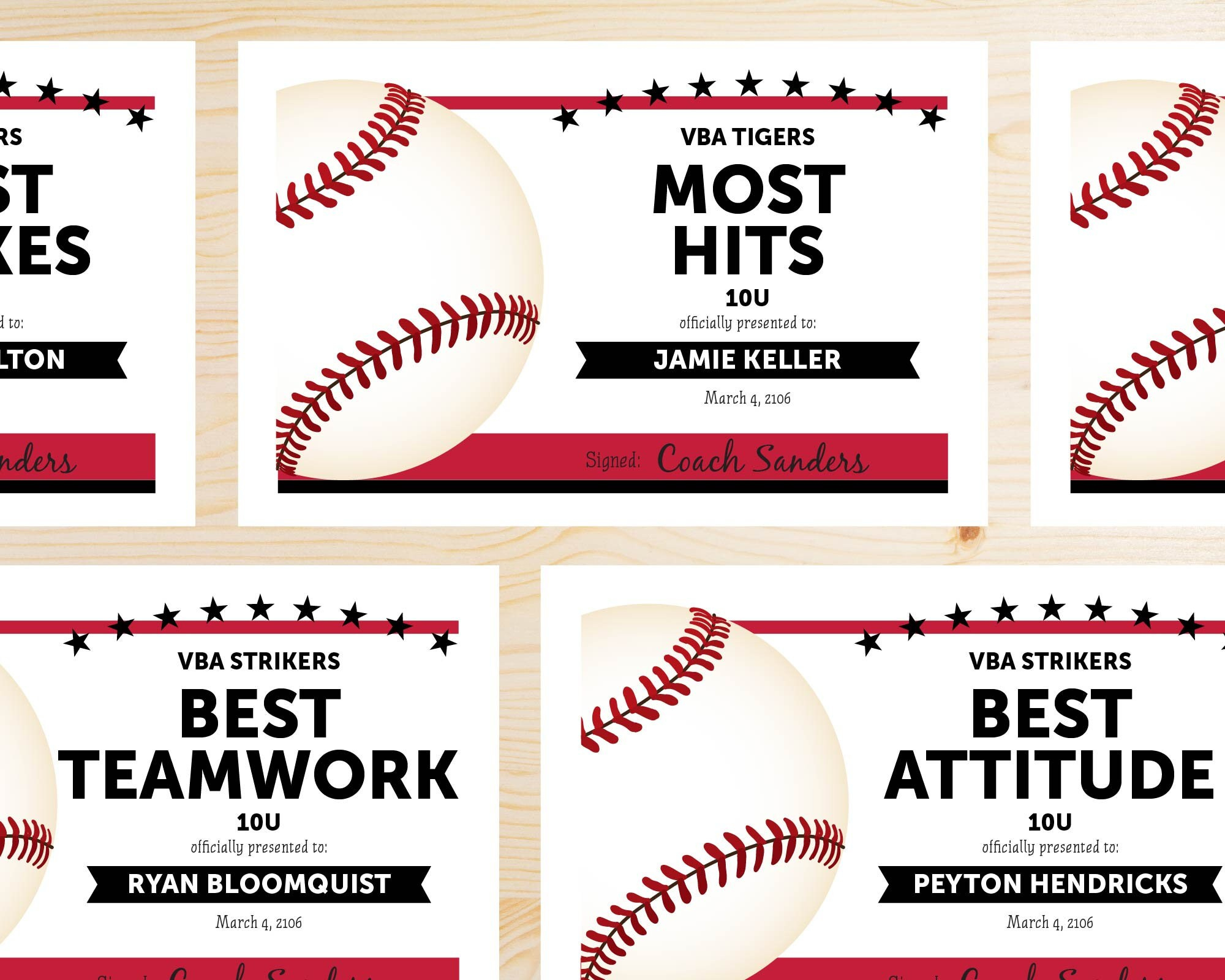 Editable Baseball Award Certificates Instant Download - Etsy inside Baseball Achievement Certificates