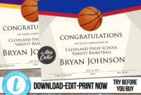 Editable Basketball Award Certificate Custom Printable | Etsy In 2022 throughout Simple Basketball Certificate Template