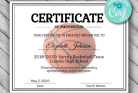 Editable Basketball Certificate Template Printable Intended For Free in Fascinating Basketball Camp Certificate Template