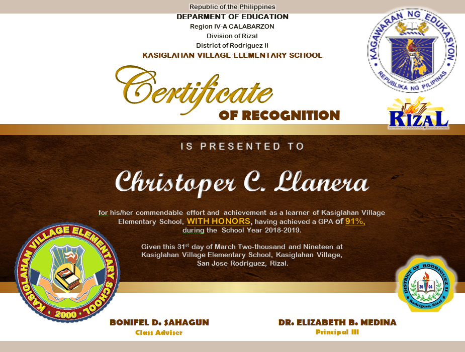 Editable Certificate Of Recognition - Guro Ako with Recognition Certificate Editable