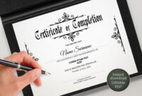 Editable Gothic Certificate Of Completion Certificate | Etsy with Certificate Of Completion Templates Editable