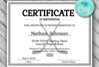 Editable Hockey Sports Team Certificate Template Printable | Etsy within Hockey Certificate Templates