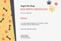 Editable Puppy Birth Certificate Template Excel Sample | Emetonlineblog regarding Puppy Birth Certificate Template