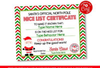 Editable Santa Nice List Certificate Self Editing Santa Claus | Etsy with Simple Santas Nice List Certificate Template Free