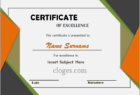 Editable Word Certificate Of Excellence Template inside Amazing Downloadable Certificate Templates For Microsoft Word