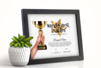 Editable World'S Best Teacher Award Certificate Template | Etsy regarding Fascinating Best Teacher Certificate Templates