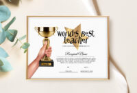 Editable World&amp;#039;S Best Teacher Award Certificate Template | Etsy with regard to Best Teacher Certificate Templates