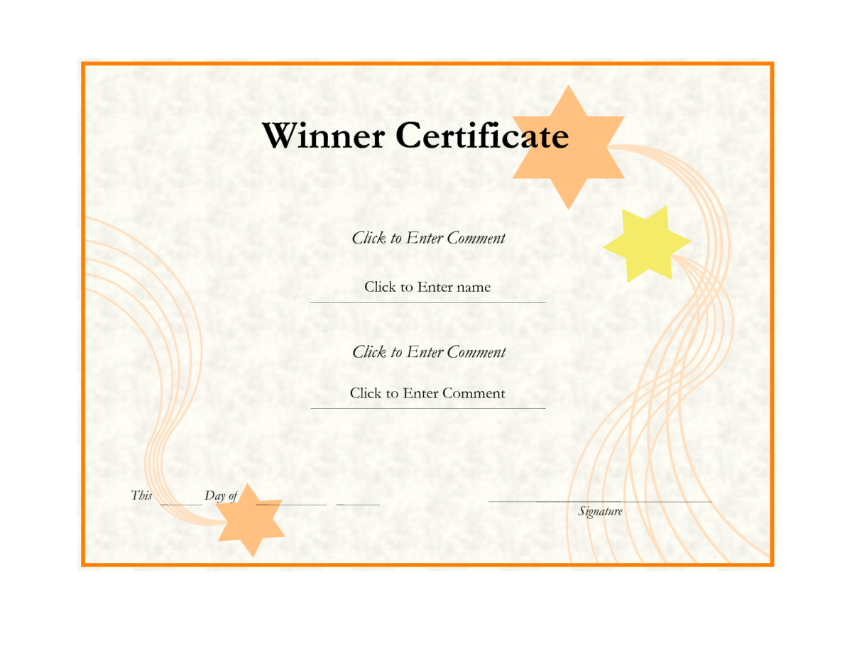 Effective Winner Certificate Template Designlizzy2008 With First Place intended for Fresh First Place Certificate Template
