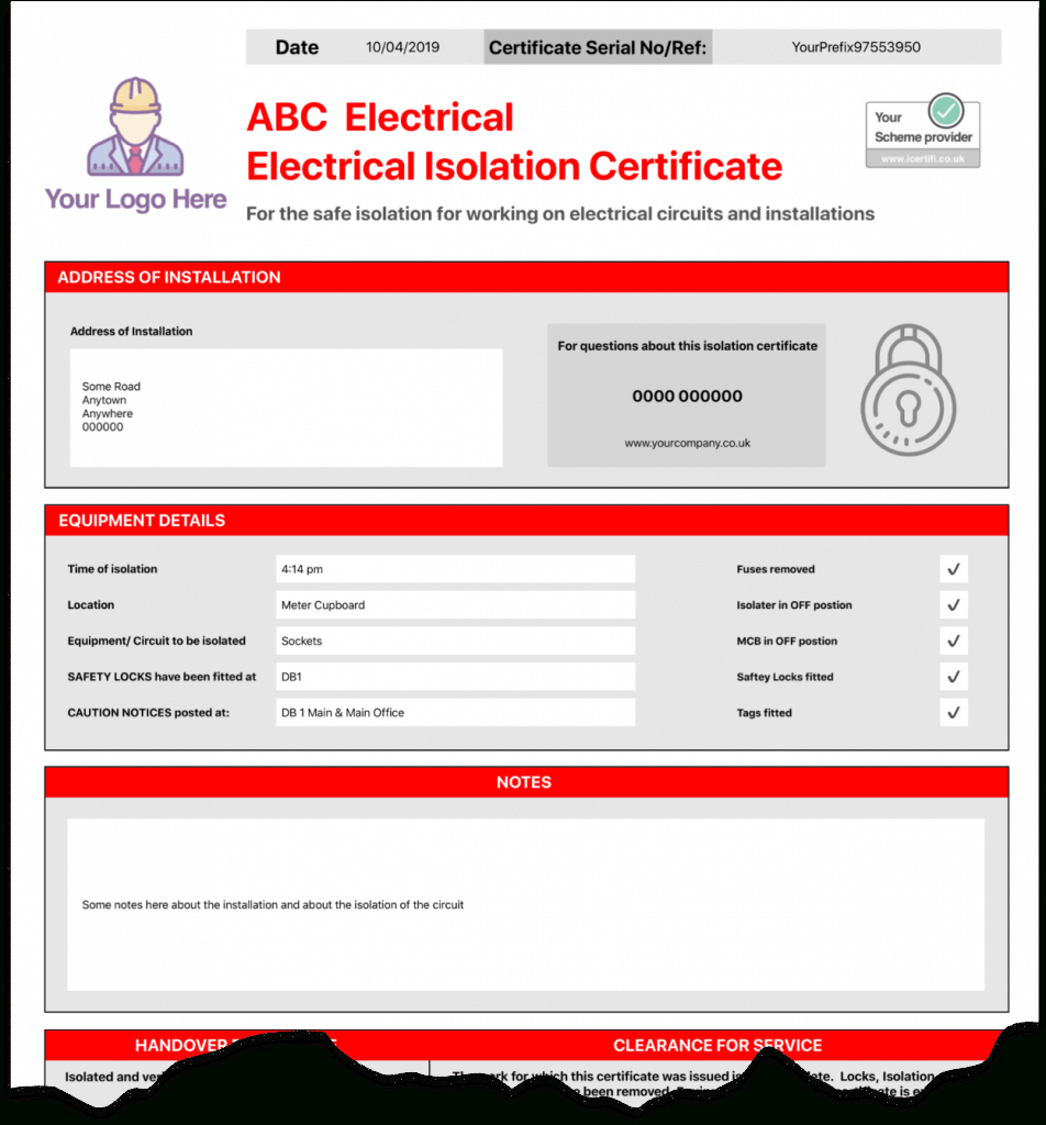 Electrical Isolation Certificate Send Unlimited Certificates Intended for Fascinating Electrical Isolation Certificate Template