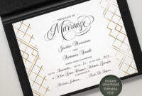 Elegant Certificate Of Marriage Editable Template Printable | Etsy with Free Editable Wedding Gift Certificate Template