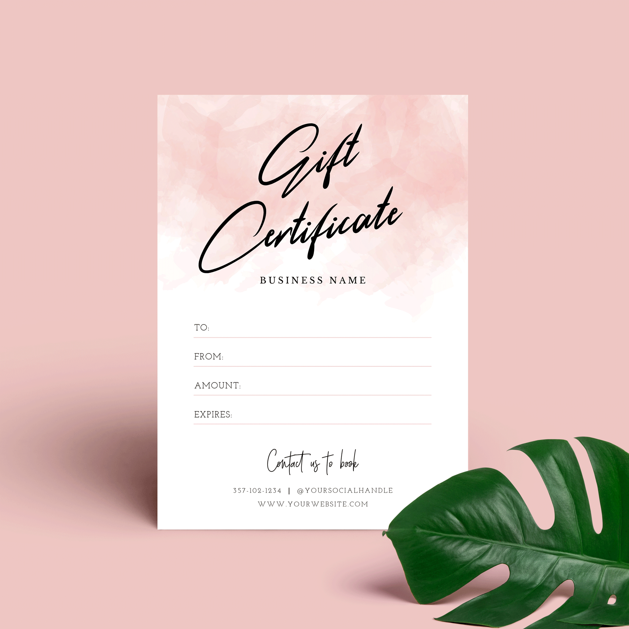 Elegant Gift Voucher Template - Printable Pink Watercolor Gift Card - Corjl with regard to Amazing Pink Gift Certificate Template