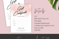 Elegant Gift Voucher Template - Printable Pink Watercolor Gift Card with Fascinating Elegant Gift Certificate Template