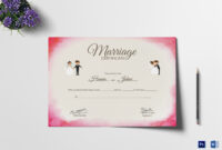 Elegant Marriage Certificate Design Template In Psd, Word within Marriage Certificate Editable Template