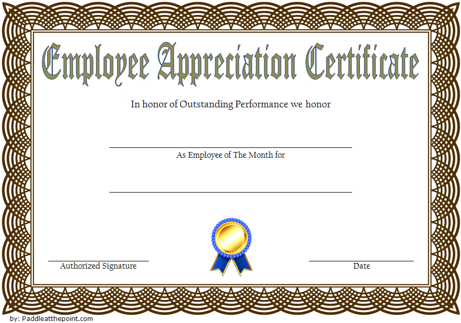 Employee Appreciation Certificate Template [7+ Great Designs Free] pertaining to Fresh Printable Certificate Of Recognition Templates Free