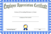 Employee Appreciation Certificate Template Free 2 | Certificate Of inside New Certificate Of Recognition Word Template