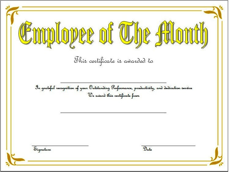 Employee Of The Month Certificate Template Word Free 5 | Certificate throughout Employee Of The Month Certificate Templates
