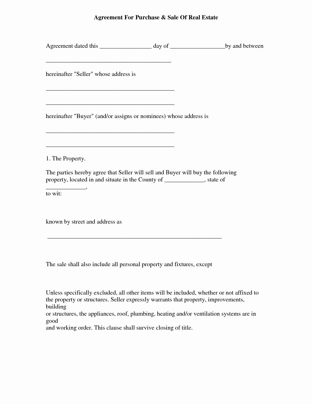 Estate Sale Contract Template New Free Printable Real Estate Purchase pertaining to New House Selling Contract Template
