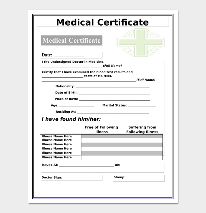 Fake Medical Certificate Template Download (3) - Templates Example pertaining to Free Fake Medical Certificate Template