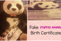 Fake Stuffed Animal Birth Certificate Want To Give Your Girl A Cute regarding New Stuffed Animal Birth Certificate Templates