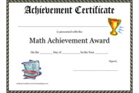 Fantastic Math Achievement Certificate Templates | Certificate Of for Awesome Math Achievement Certificate Templates