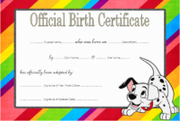 Fantastic Pet Birth Certificate Template - Thevanitydiaries throughout Puppy Birth Certificate Template