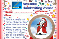 Father Christmas Certificate: Award For Beautiful Handwriting | Rooftop for Handwriting Award Certificate Printable