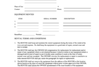 Fillable Equipment Rental Agreement Printable Pdf Download throughout New Window Installation Contract Template