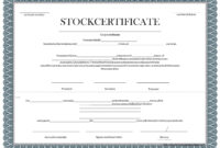Filled Out Example Of Shareholders Certificate Ontario for Free Shareholding Certificate Template